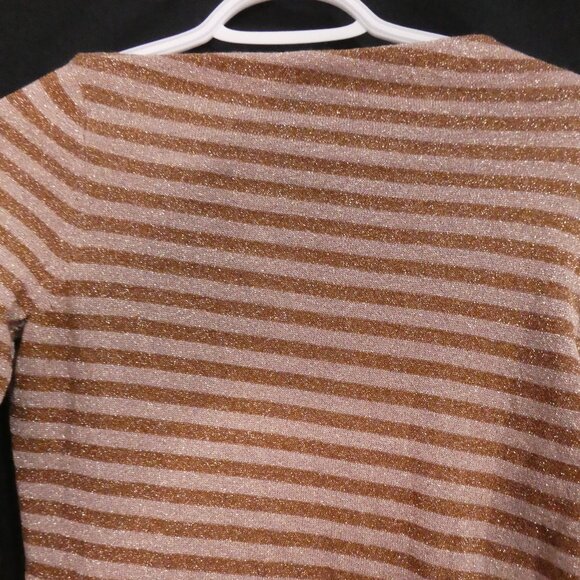 JESSICA | small | Chic Sparkling Beige and Gold Striped Top - Picture 11 of 16